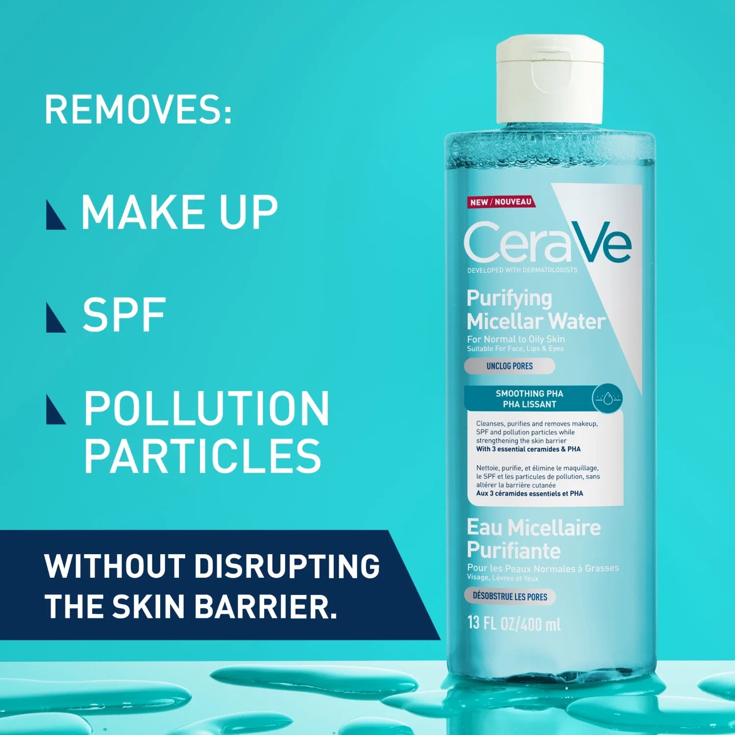 CeraVe Purifying Micellar Water Unclogs Pores With Smoothing PHA 400ml