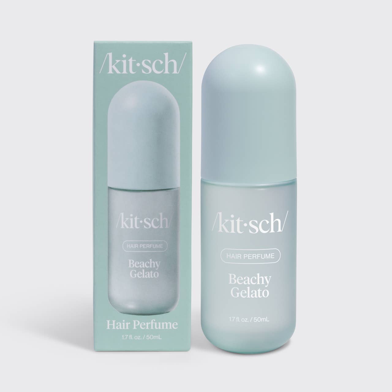 Kitsch Beachy Gelato hair perfume bottle and packaging on a white background