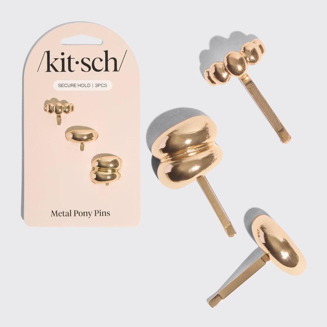 Kitsch Gold Metal Pony Pins 3 pc Set