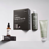 Mancave caffeine scalp and hair care kit on a white background