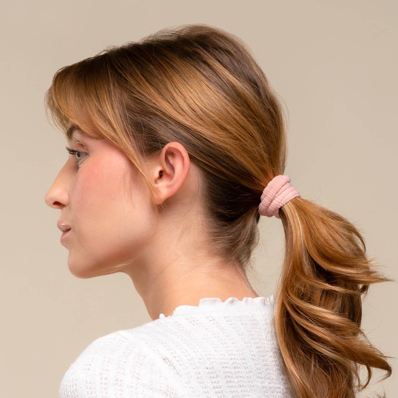 Kitsch Ribbed Hair Elastics 10pc Set - Blush