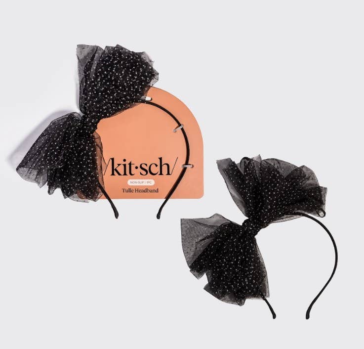 Kitsch Glitter Tulle Headband - Black