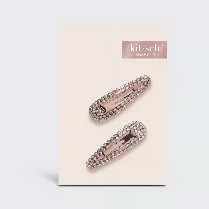 Kitsch Mini Rhinestone Snap Clips - Rose Gold