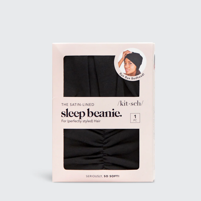 Kitsch Sleep Beanie with Satin lining - Black