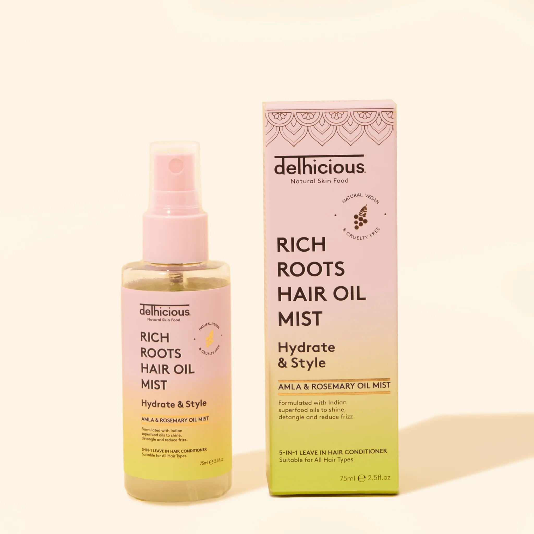 Delhicious Rich Roots 5-in-1 Hair Oil Mist Leave-in Conditioner 75ml