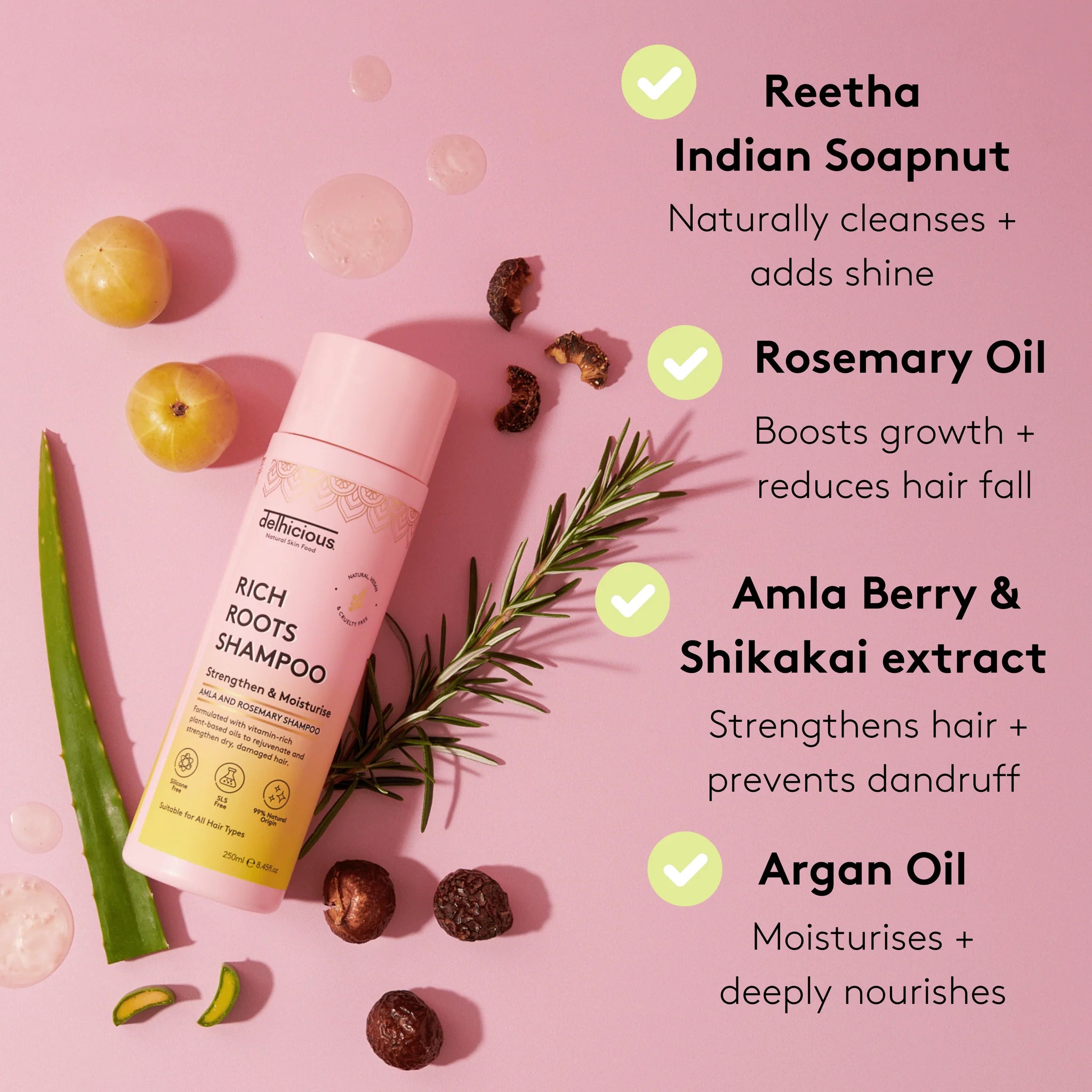 Delhicious Rich Roots Amla & Rosemary Shampoo - 250ml