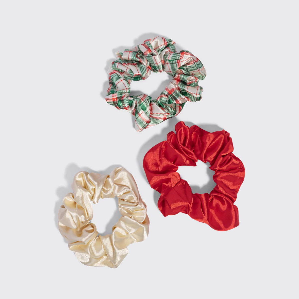 Kitsch Holiday Satin Scrunchies 3pc Set - Multi-color