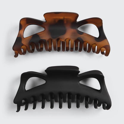Kitsch Recycled Plastic Jumbo Classic Claw Clips 2pc - Black &amp; Tort