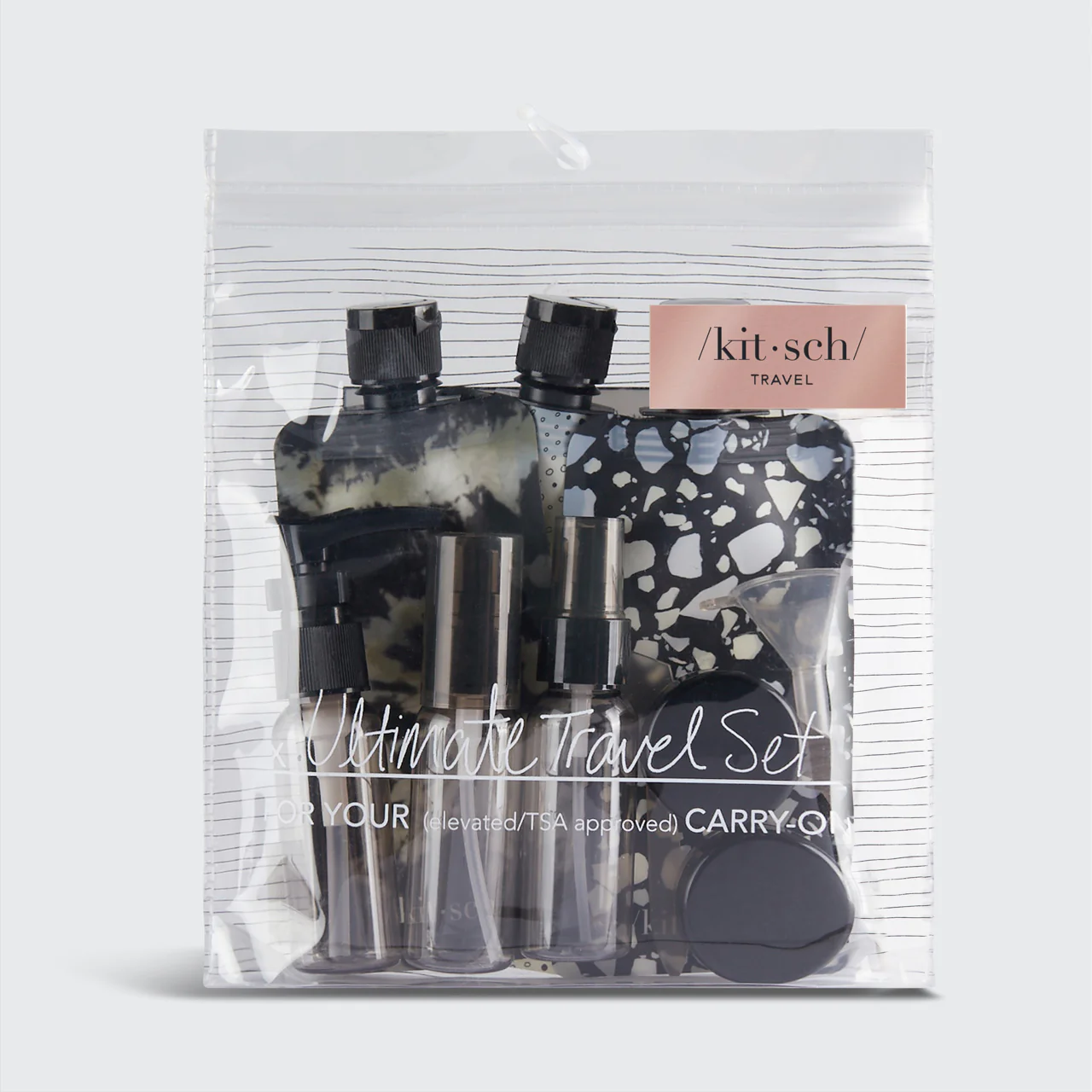 Kitsch Travel Bottles For Toiletries 11 Pack - Black &amp; Ivory