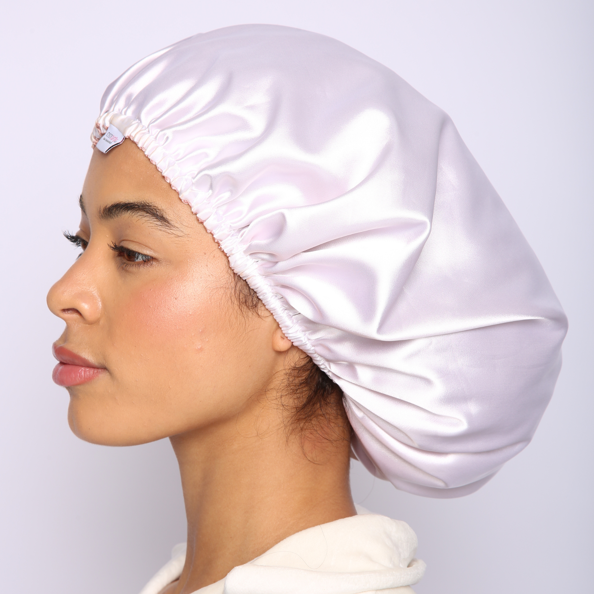 O So Curly Reversible Satin Bonnet - White