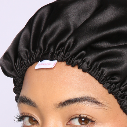 O So Curly Reversible Satin Bonnet - Black