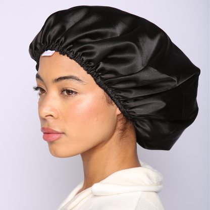 O So Curly Reversible Satin Bonnet - Black