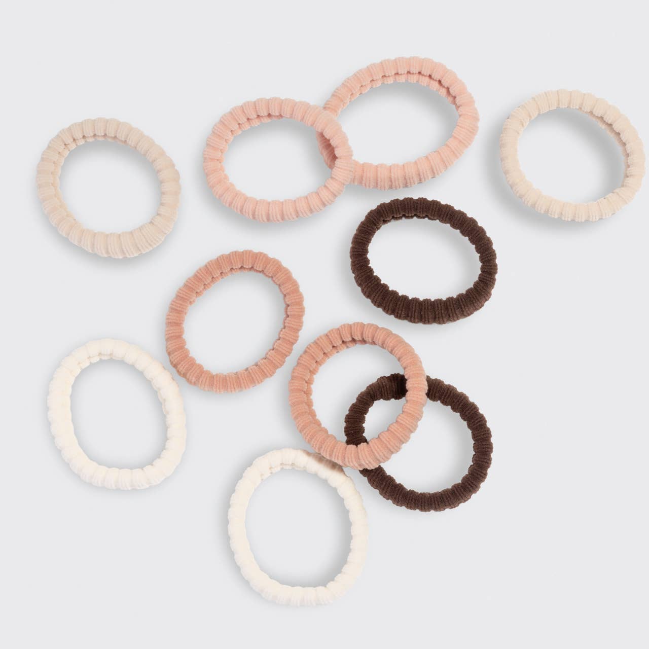 Kitsch Ribbed Hair Elastics 10pc Set - Blush