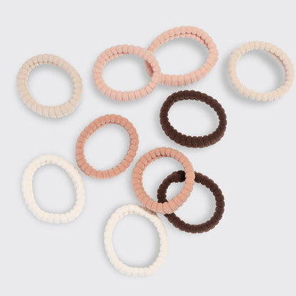 Kitsch Ribbed Hair Elastics 10pc Set - Blush