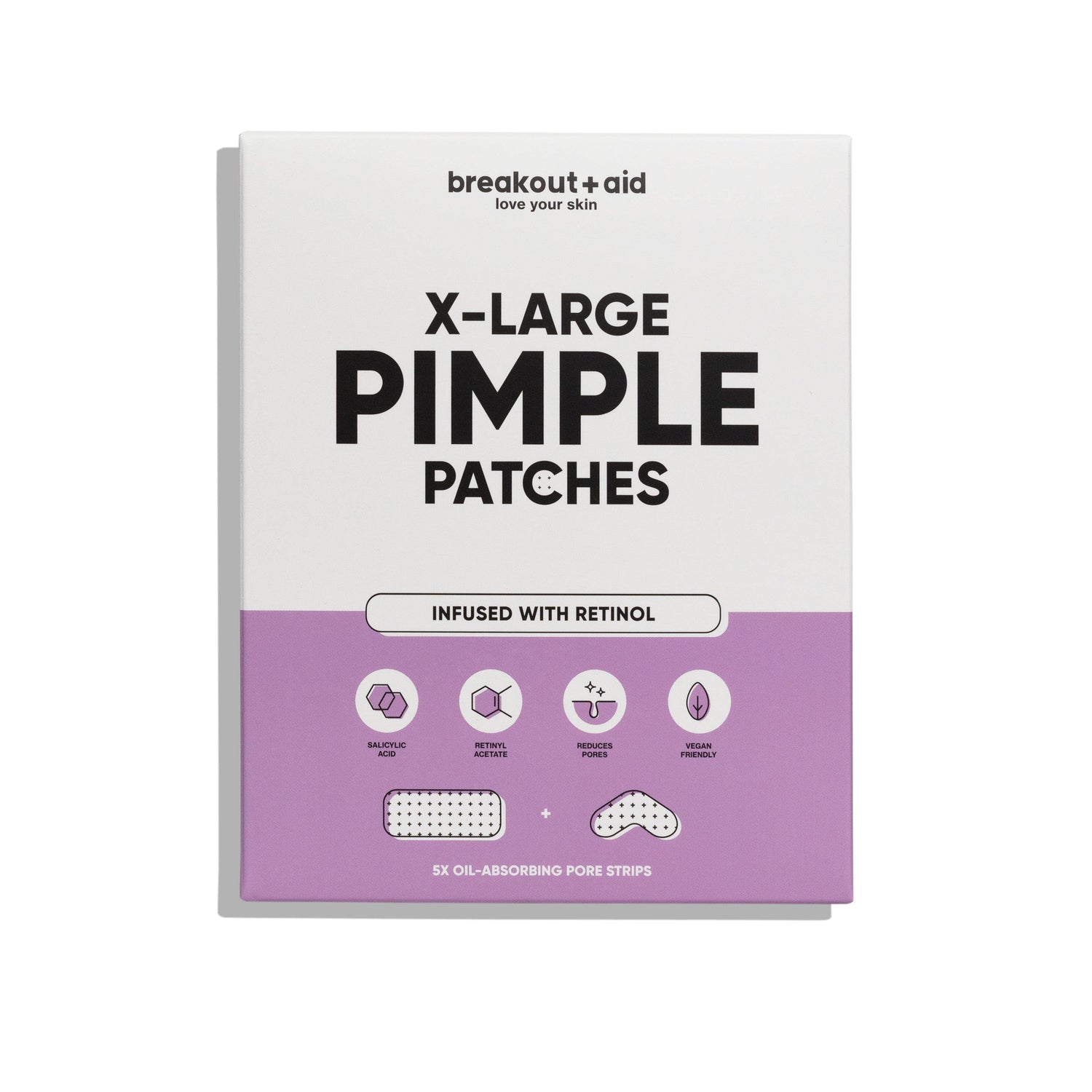BreakoutAid X-Large Pimple Patches Infused with Retinol &amp; Salicylic acid 5 Strips