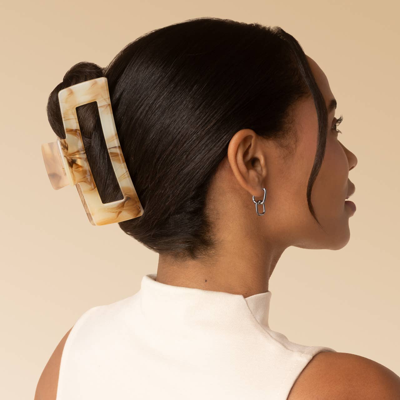 Kitsch Jumbo Open Shape Claw Clip - Chocolate Marble