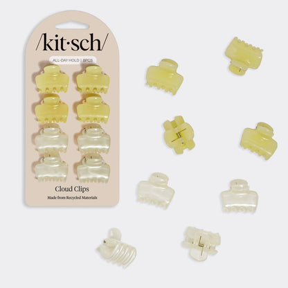 Kitsch Mini Jelly Cloud Clips 8pc Set - Pearlized Cream &amp; Butter Yellow