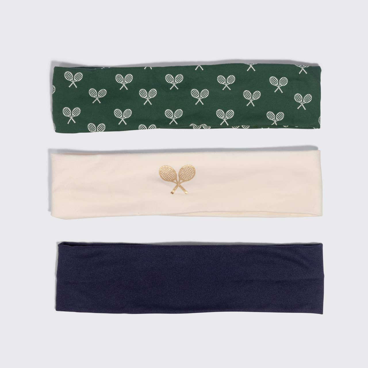 Kitsch Active Headbands 3pc Set- Cream, Court Green & Navy Blue