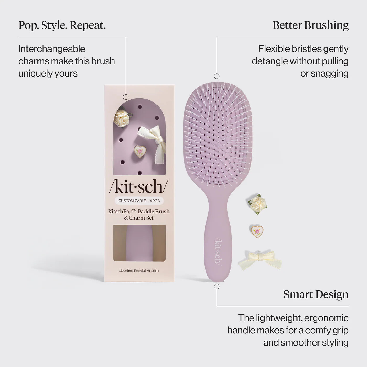 KitschPop™️ Paddle Brush - Soft Violet