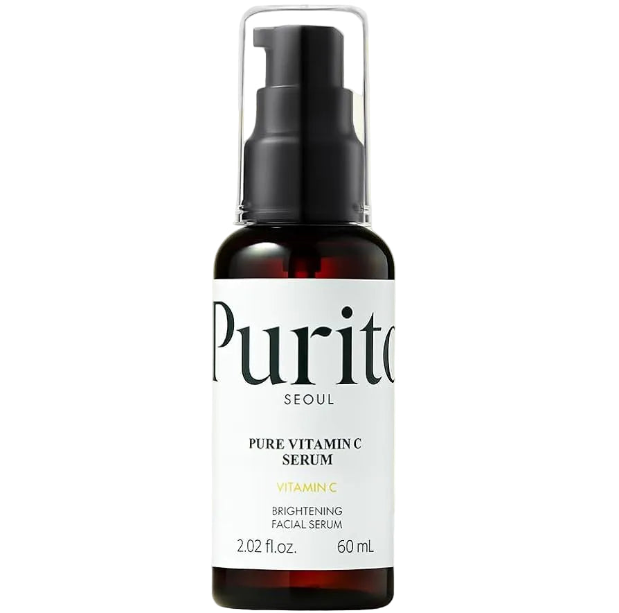 Purito Seoul Pure Vitamin C Serum bottle with a heart-shaped light on a white background