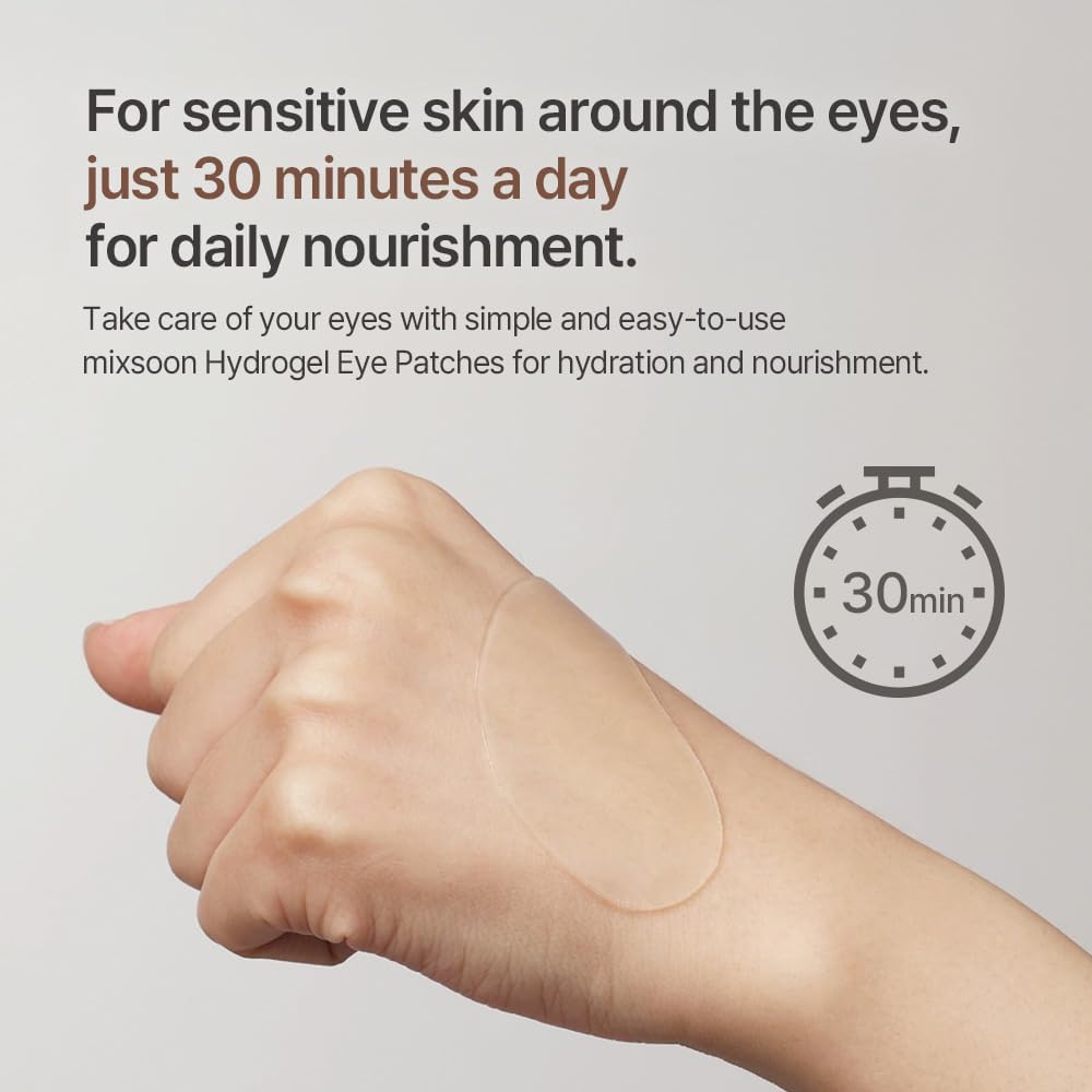 Mixsoon Bean Hydrogel Eye Patch 84g (30pairs) 30 minutes a day for nourishment around sensitive under eye skin 