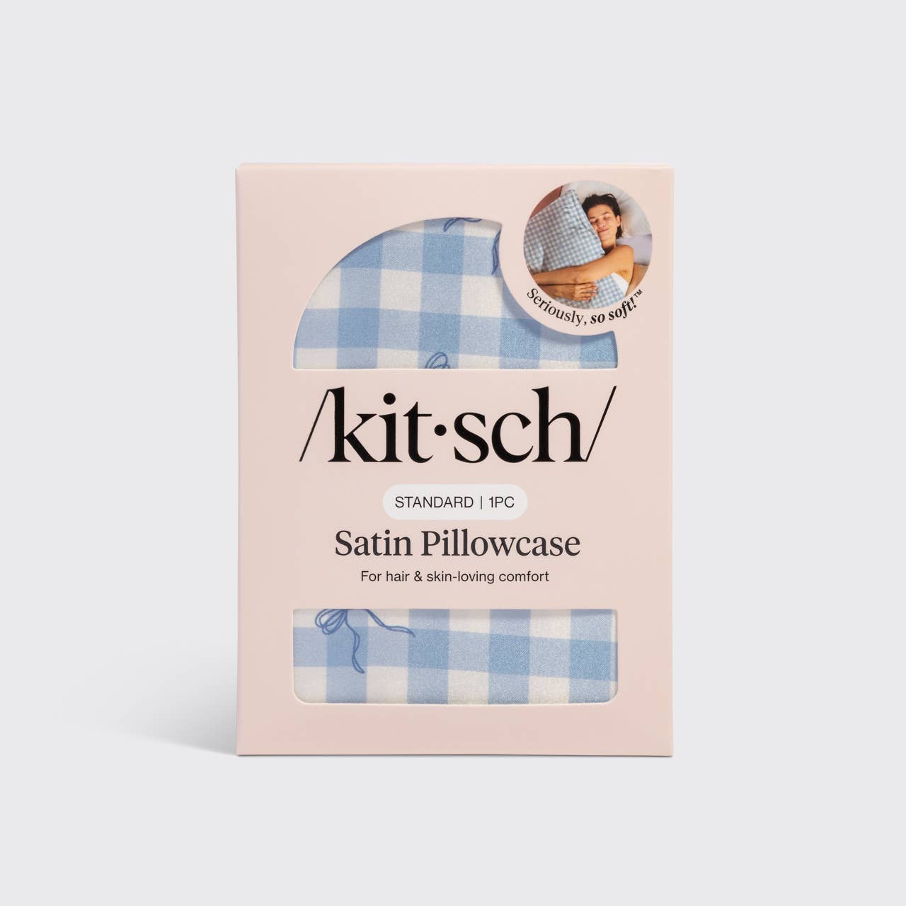 Kitsch Satin Pillowcase Standard - Gingham Blue