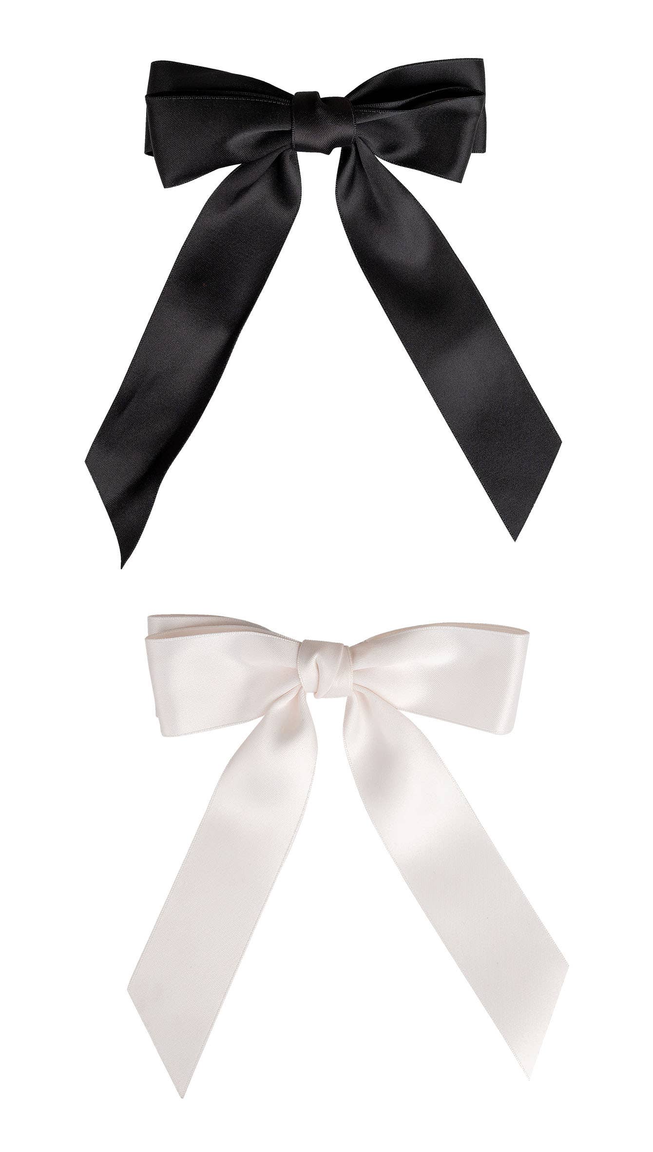 Brushworks Satin Hair Bow Duo – Black & White