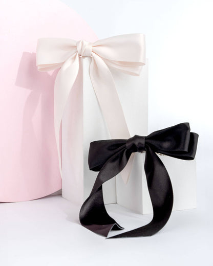 Brushworks Satin Hair Bow Duo – Black &amp; White
