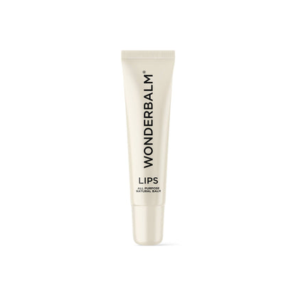 Tube of Wonderbalm lip balm on a white background