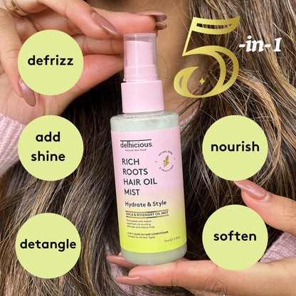 Delhicious Rich Roots 5-in-1 Hair Oil Mist Leave-in Conditioner 75ml
