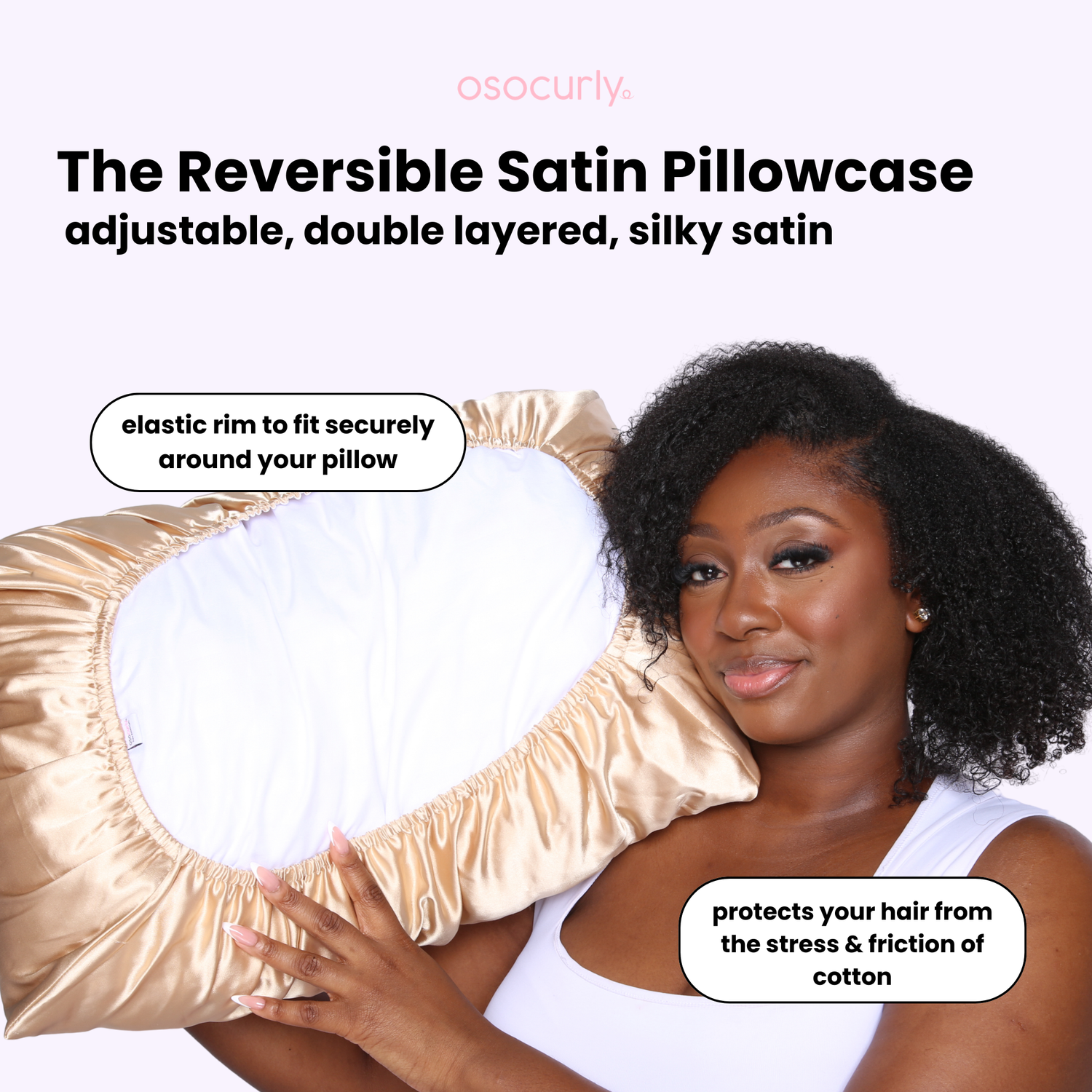 O So Curly Reversible Satin Pillowcase - Black