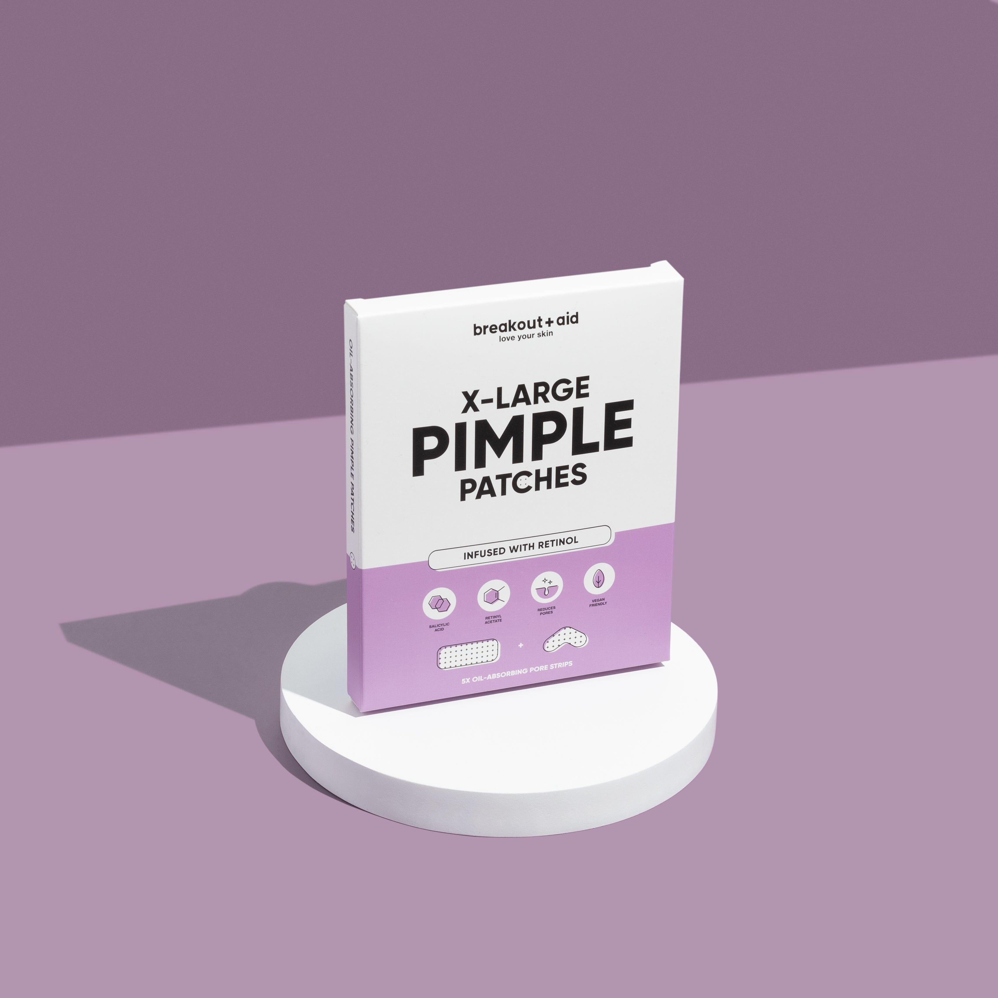 BreakoutAid X-Large Pimple Patches Infused with Retinol &amp; Salicylic acid 5 Strips