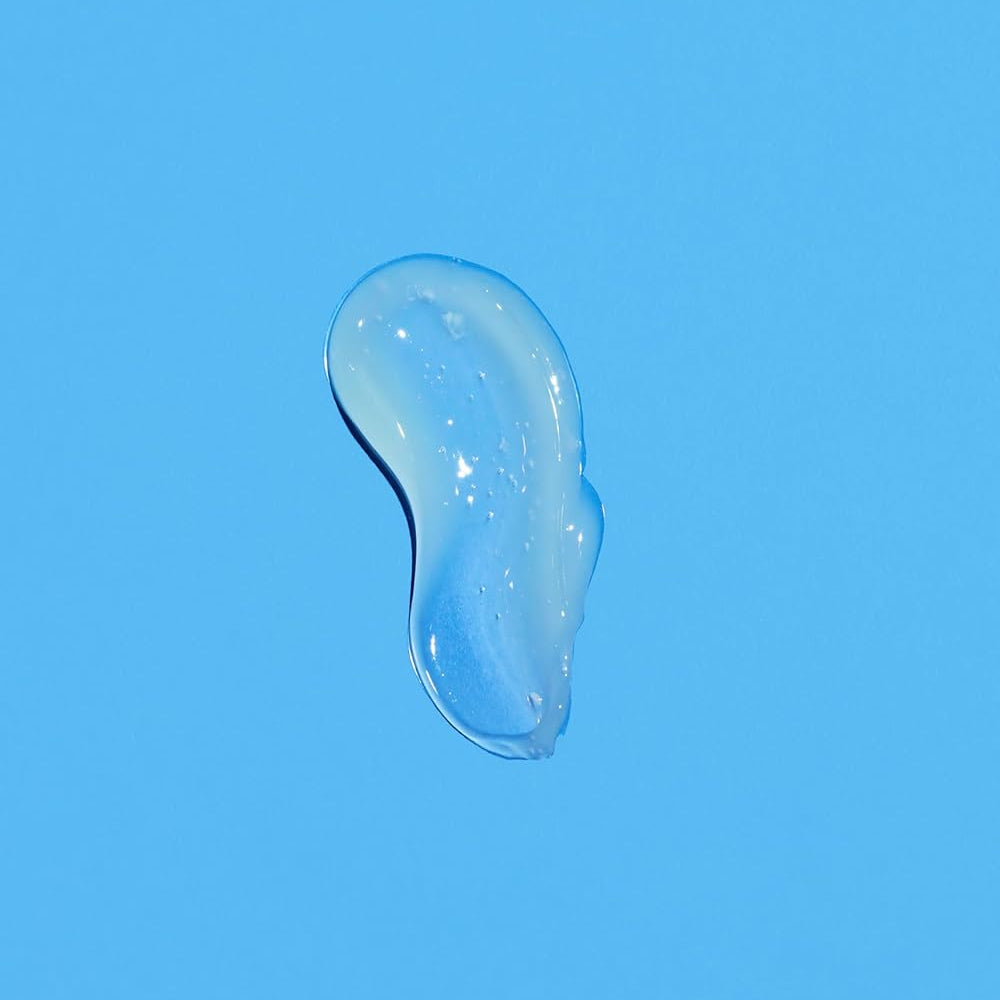 Clear gel-like substance on a blue background