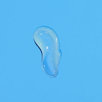 Clear gel-like substance on a blue background