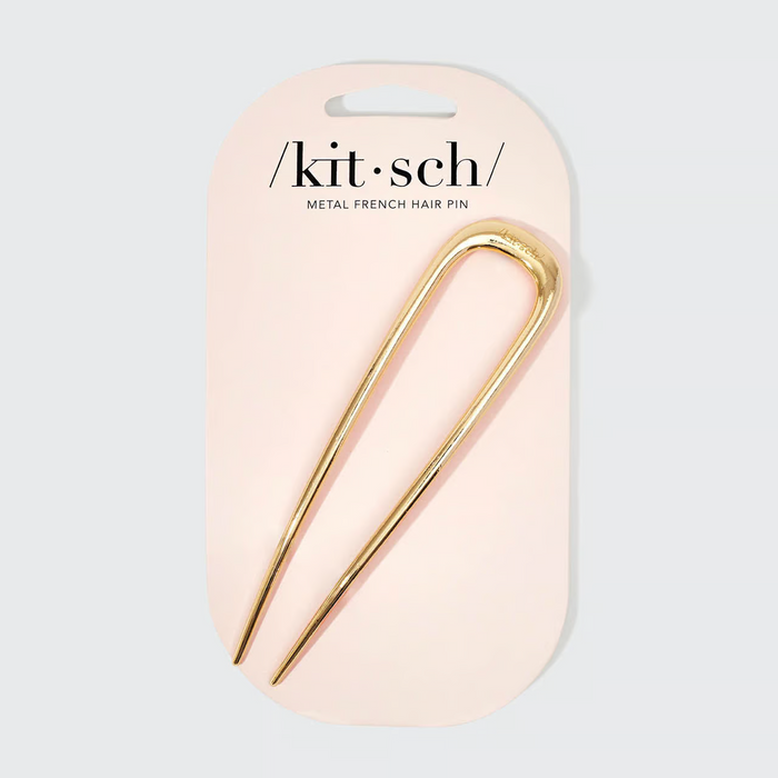 Kitsch Metal Enamel French Hair Pin - Gold