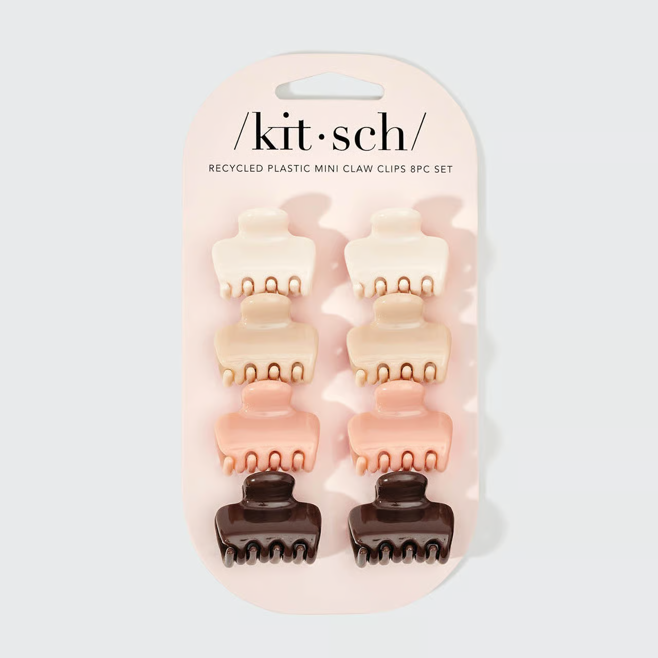 Kitsch Recycled Plastic Mini Puffy Claw Clips 8pc Set - Rosewood