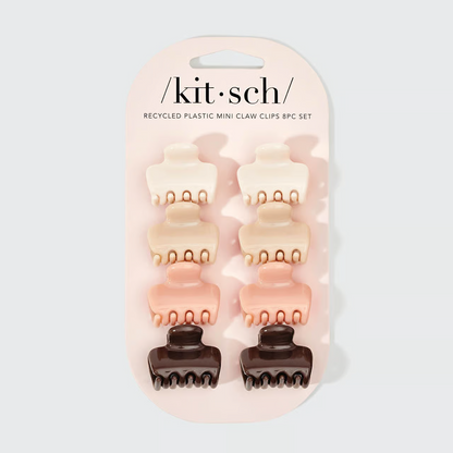 Kitsch Recycled Plastic Mini Puffy Claw Clips 8pc Set - Rosewood