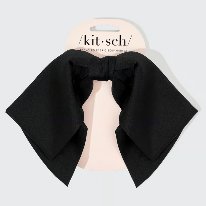 Kitsch Recycled Fabric Bow Hair Clip 1pc- Black