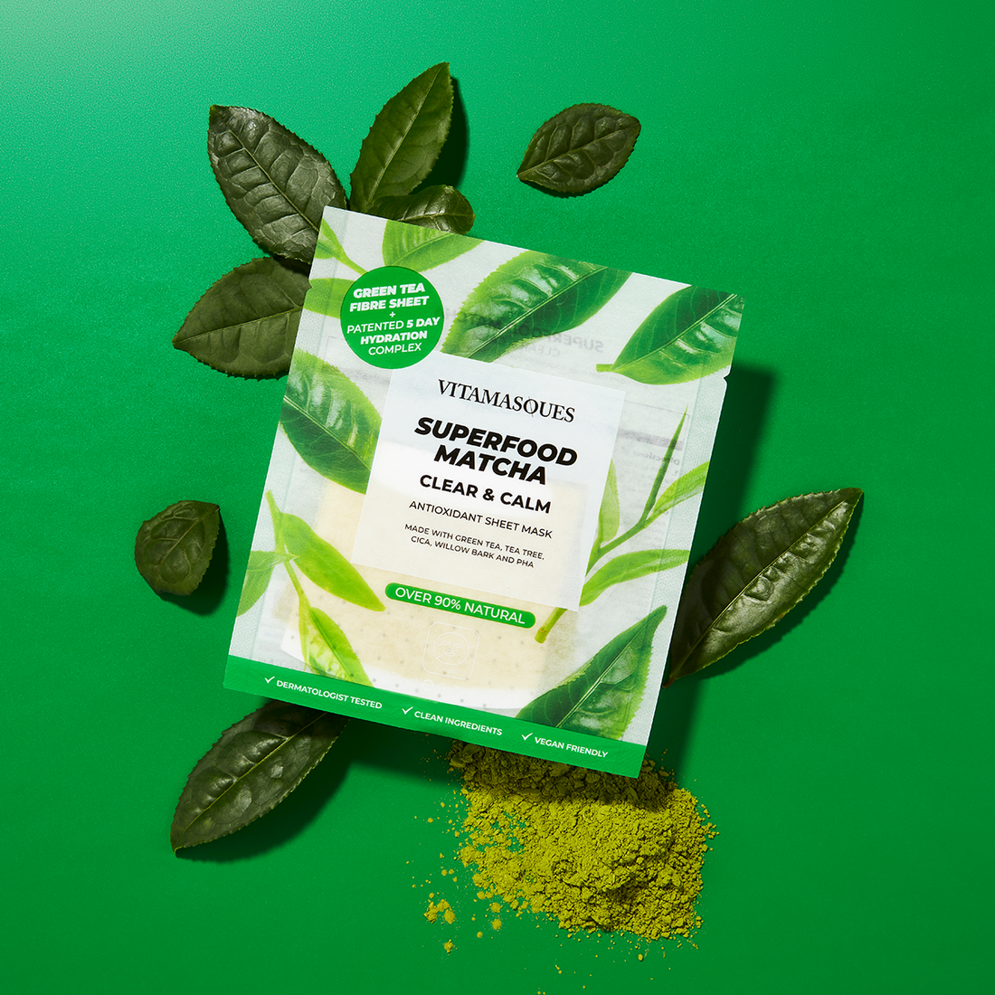 Vitamasques Superfood Matcha Clear & Calm Antioxidant Face Sheet Mask