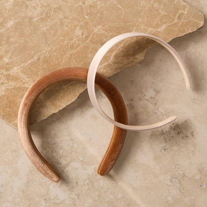 Kitsch Cream &amp; Camel Satin &amp; Velvet Headbands