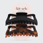 Kitsch Recycled Plastic Jumbo Classic Claw Clips 2pc - Black & Tort