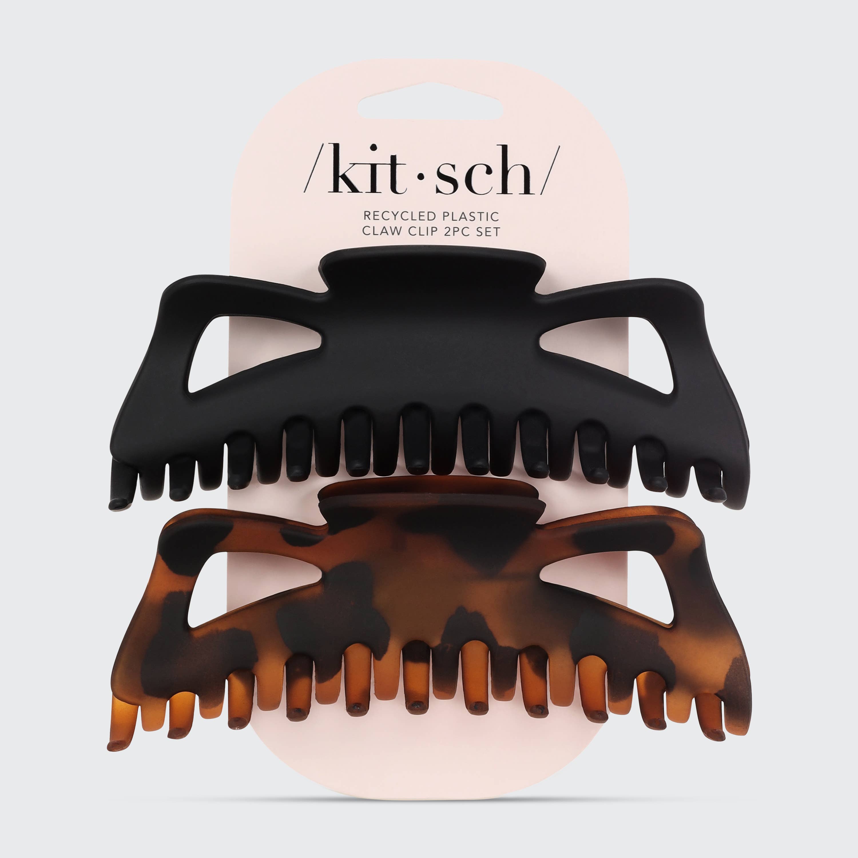 Kitsch Recycled Plastic Jumbo Classic Claw Clips 2pc - Black & Tort