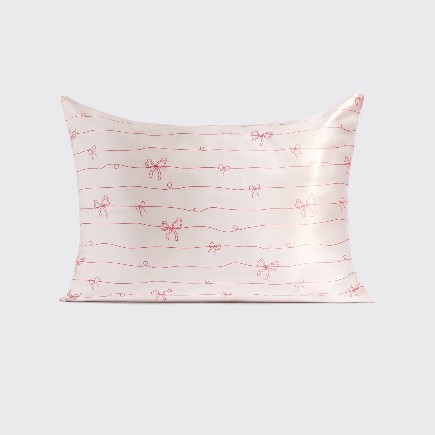 Kitsch Holiday Satin Pillowcase in Striped Bows