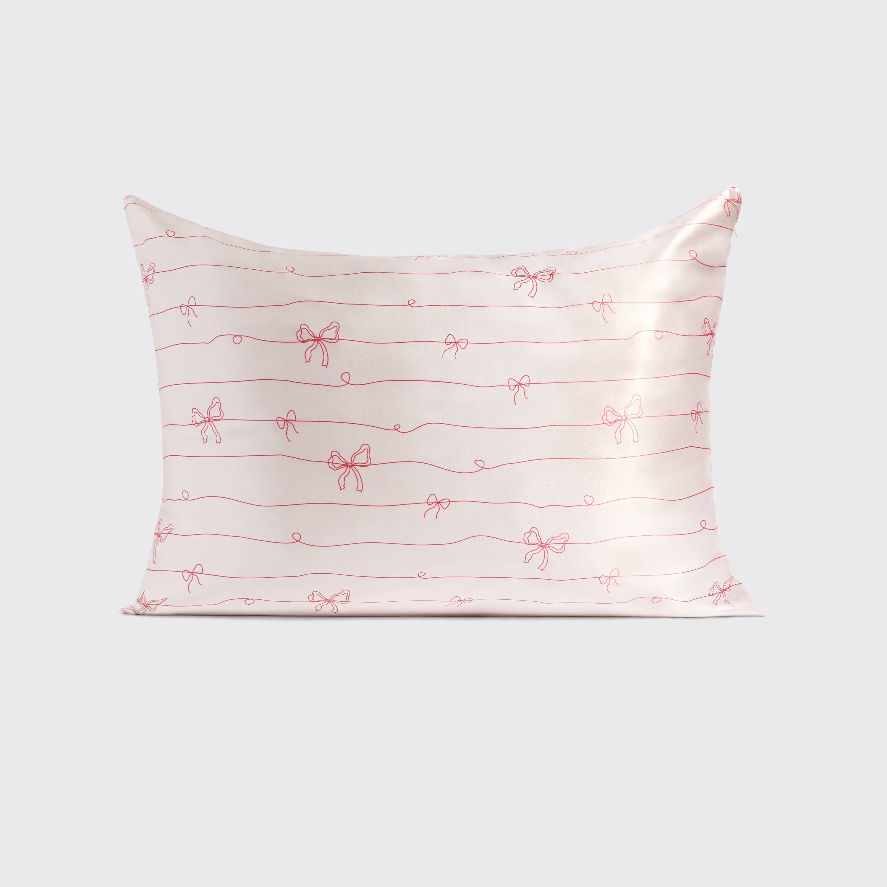 Kitsch Holiday Satin Pillowcase in Striped Bows
