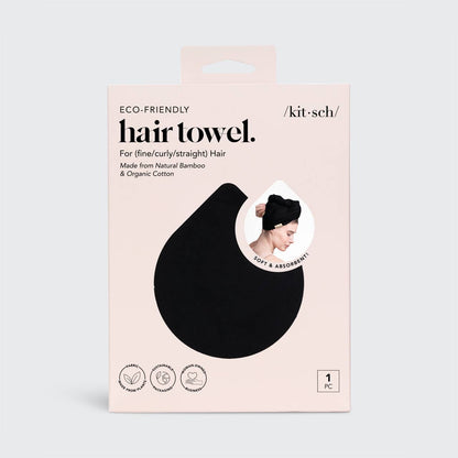 Kitsch Quick Dry Hair Towel Turban- Eco Black