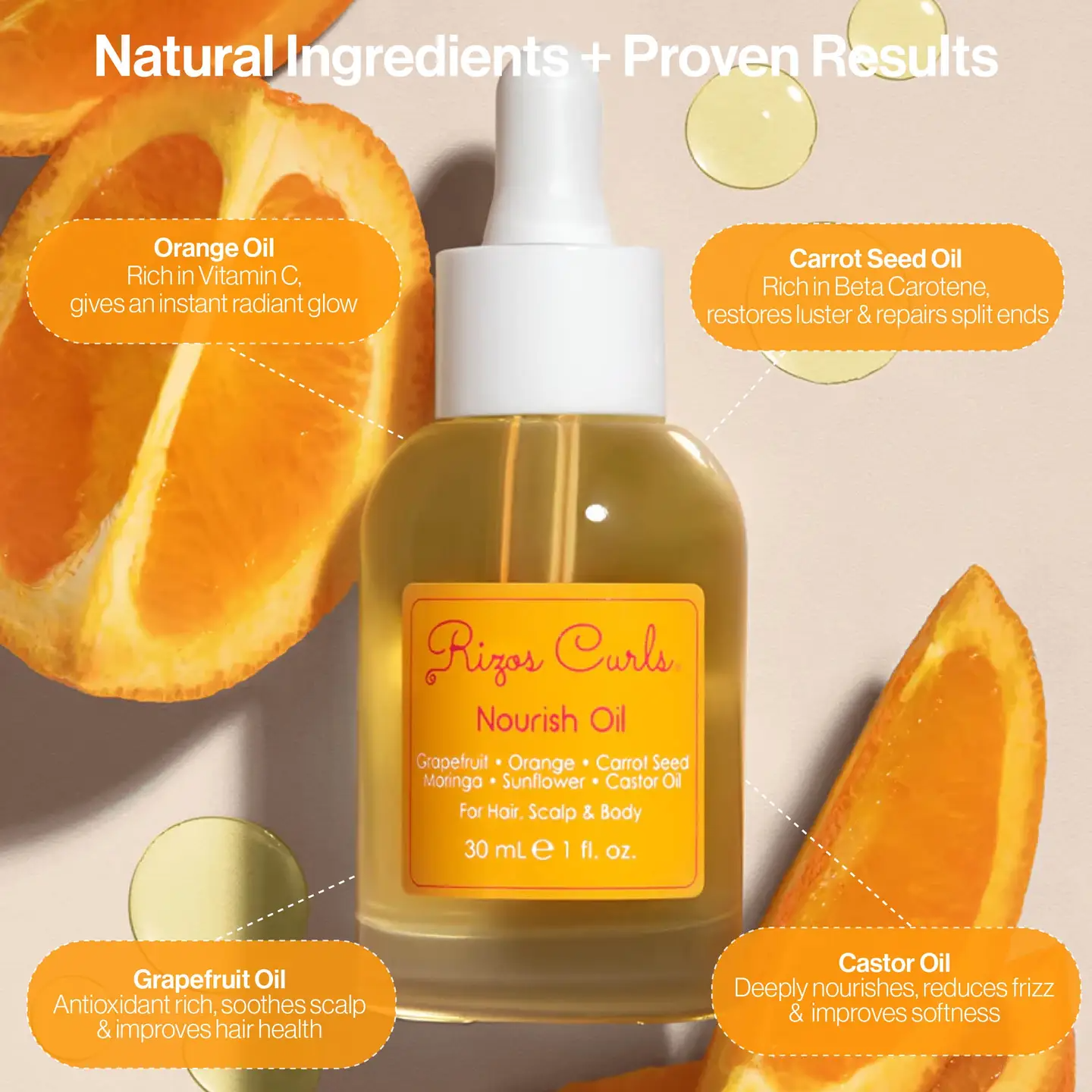 Rizos Curls Nourish Oil for Hair, Scalp & Body 1oz