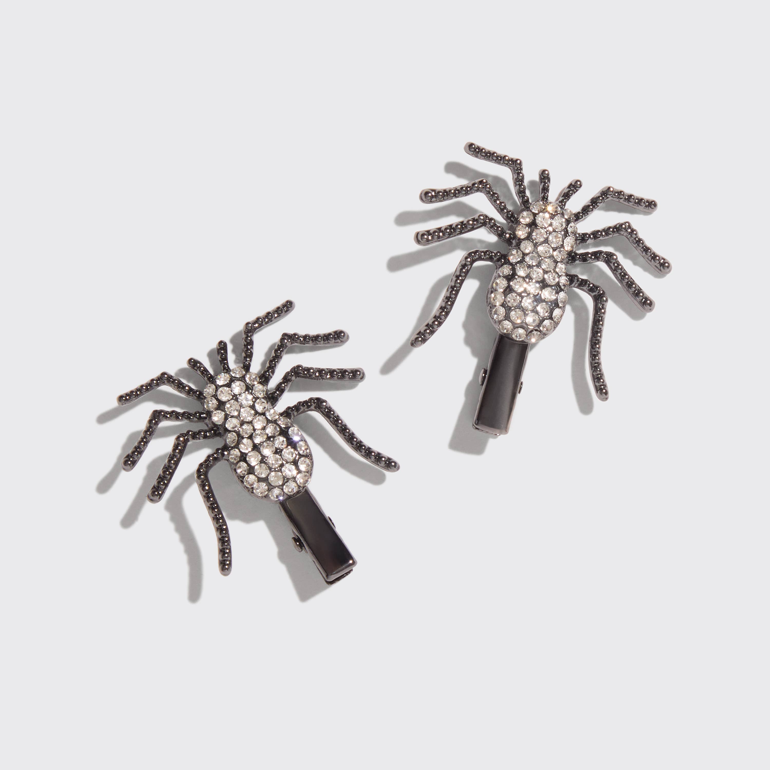 Kitsch Metal Rhinestone Hair Clips 2pc Set - Spider