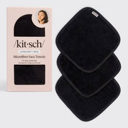 Kitsch Microfiber Face Towels 3pc Set - Black