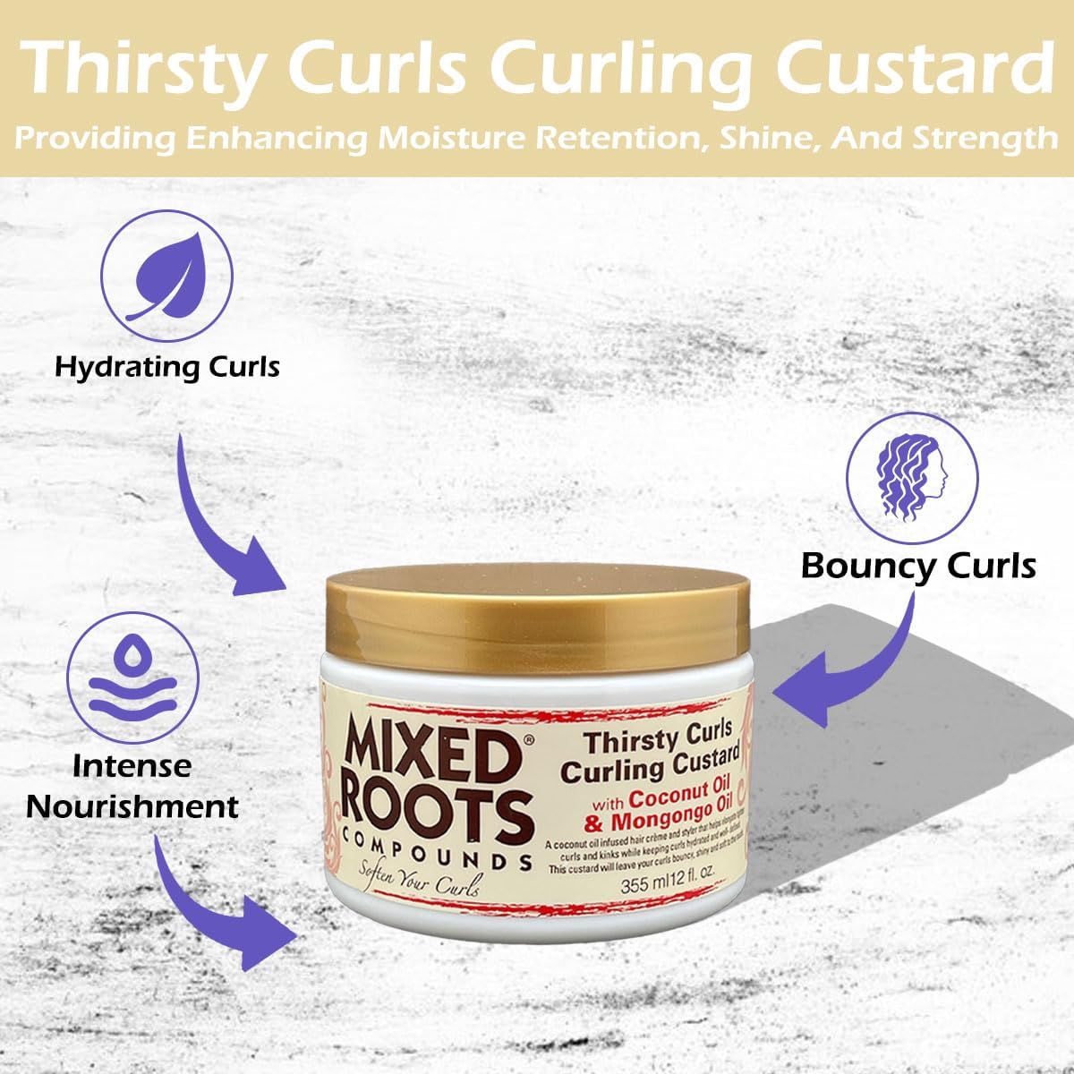 Mixed Roots Thirsty Curls Curling Custard 355ml