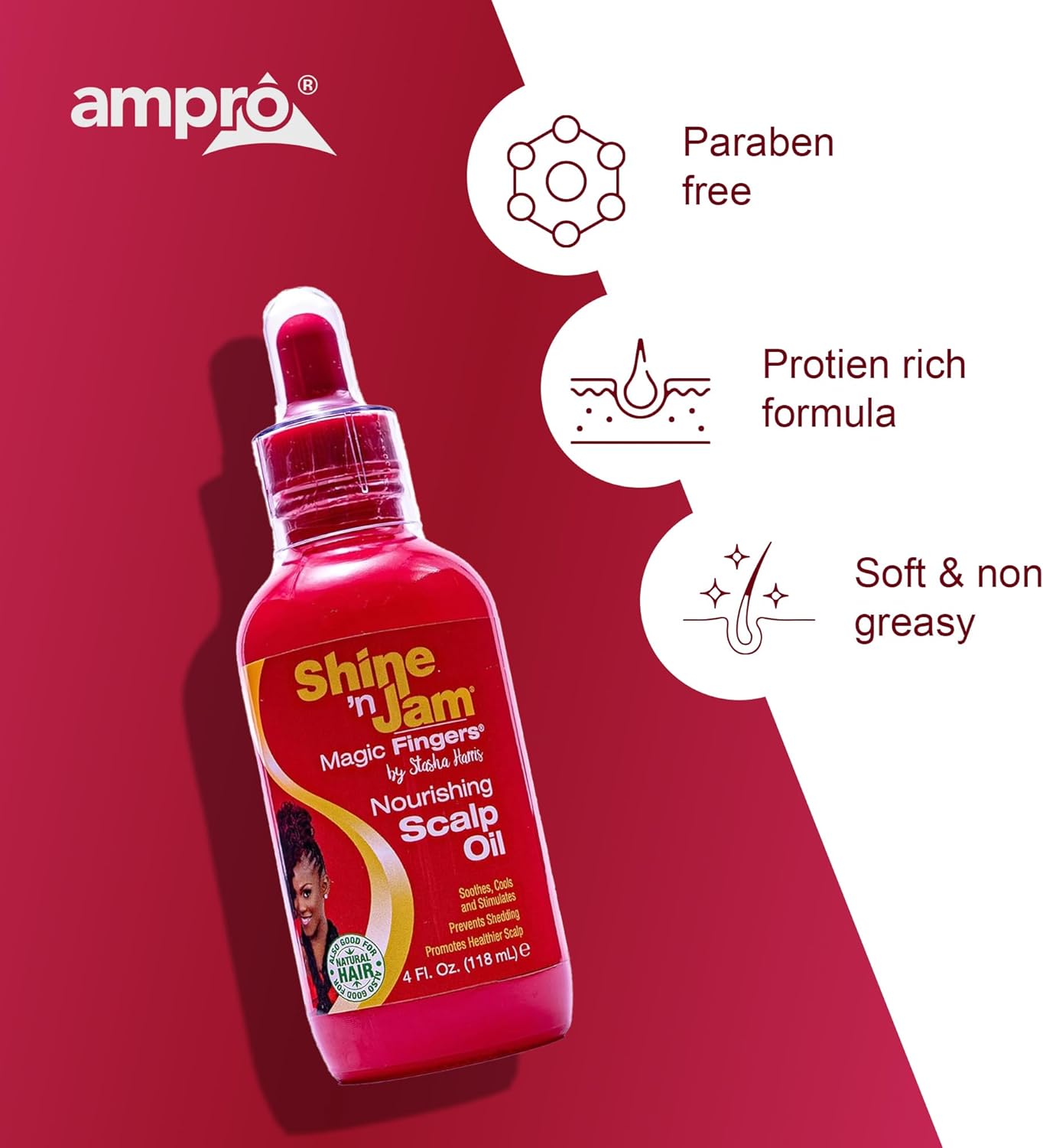 Ampro Shine 'n Jam Magic Fingers Nourishing Scalp Oil 4oz